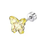 Гусиный пух, Желтая бабочка, Серьги-гвоздики, 1 штука [Медицинская титановая сталь для пирсинга ушей]