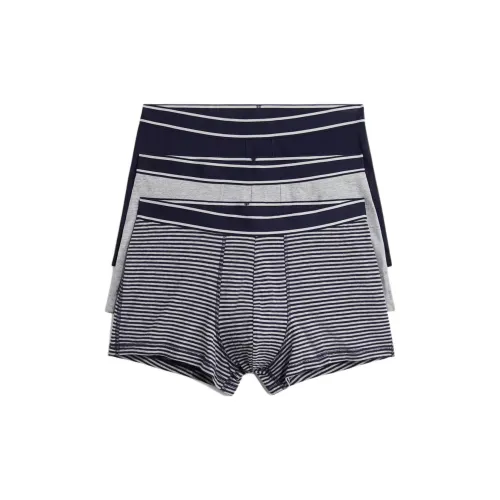 H&M 3 упаковки Морской синий + Светло-серый + Морская синяя полоска Мужские боксеры
