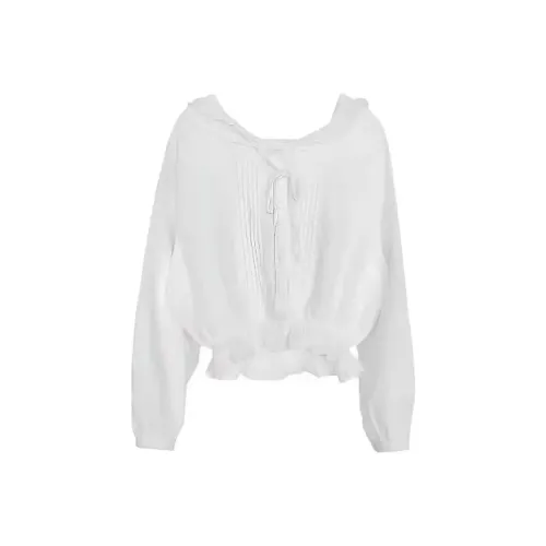 ETSE Белый Кружево Украшения Рубашка Женская Рубашка