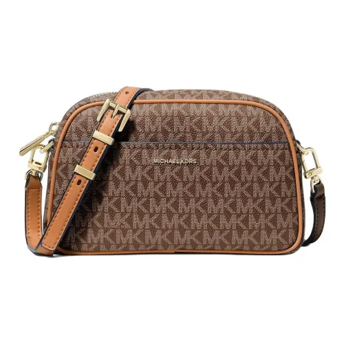 MICHAEL KORS Jet Set Покрытый холст Сумка через плечо Маленькая Женская Коричневая