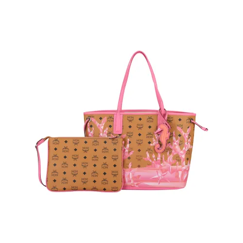 MCM Liz Visetos Натуральная кожа Nappa Tote Сумка Сумка для покупок Сумка через плечо Средняя Женская Розовая