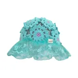 Зеленый [Вязаная шапка с кружевной отделкой]