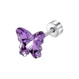 Фиолетовые серьги с бабочкой, 1 штука [медицинская титановая сталь для пирсинга уха]