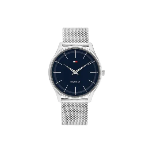 Tommy Hilfiger Мужские часы Кварцевый механизм Ремешок из нержавеющей стали 40 мм Синий циферблат