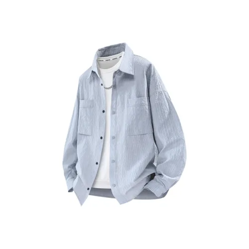 PGNC Мужской Универсальный Свободный крой Отложной воротник Индивидуальный Американский Куртка Рубашка Унисекс