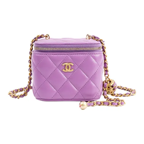 CHANEL Овчина Коробка Сумка через плечо Маленькая Женская Фиолетовая