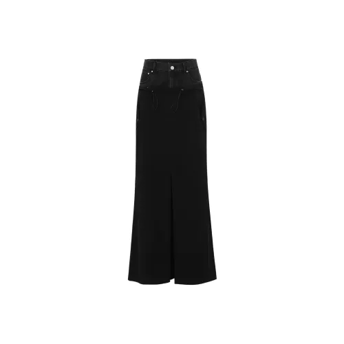 Uhot Черные Женские Джинсовые Длинные Юбки