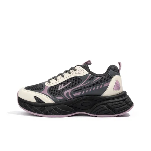 Warrior Аbrasion Resistant Дышащий Легкий Низкий Топ Толстая Подошва Кроссовки Женские Черный Rice Фиолетовый