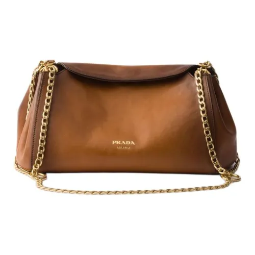 PRADA Сумка через плечо из коровьей кожи маленькая женская коричневая