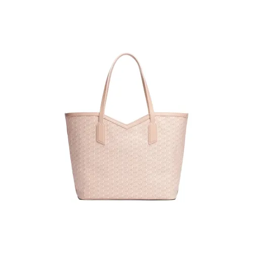 Moynat Холст с кожей Комбинированный Тоут Сумка Сумка для покупок Сумка на плечо Сумка среднего размера Женская Розовая