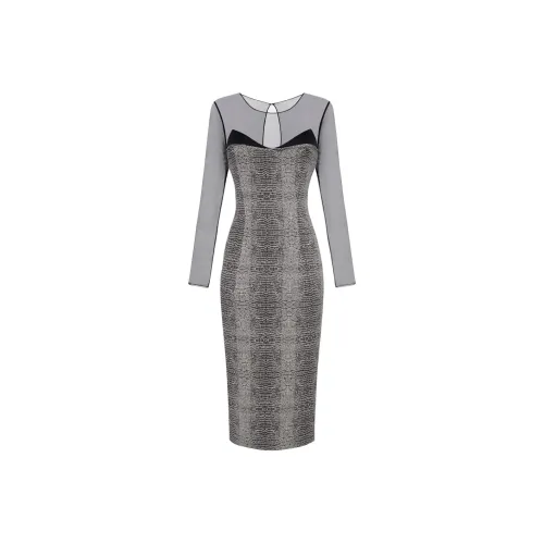 Elisabetta Franchi Длинное платье с длинными рукавами женское