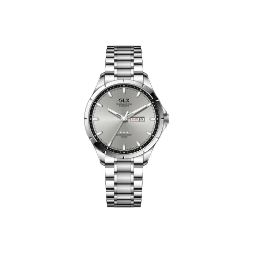 GLX Кварцевый механизм стальной ремешок мужские часы серый циферблат