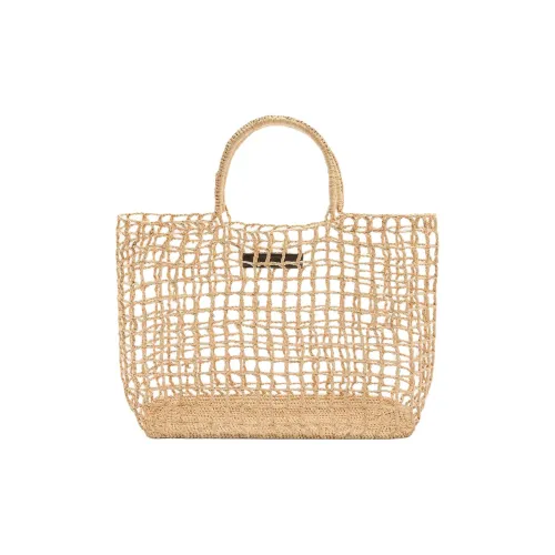 ZARA Рафия Тоут Сумка Сумка для покупок Сумка Большая Женская Абрикосовая