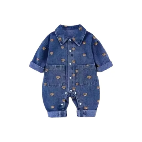 FrogPrince Джинсовый синий YBX С принтом по всей поверхности Маленький Медвежонок Длинный рукав Мягкий Деним One Piece Толстовка Baby Комбинезоны / Ползунки