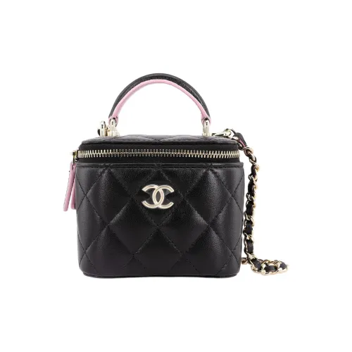 CHANEL 23P SS Овчина Сумка для коробок Сумка для макияжа Сумка Сумка через плечо Сумка через плечо Женская Розовая Черная