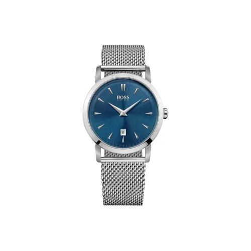 Hugo Boss Мужские часы Кварцевый механизм Ремешок из нержавеющей стали 40 мм Синий циферблат