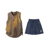 Комплект одежды (Кофейный топ + Темно-синие штаны)