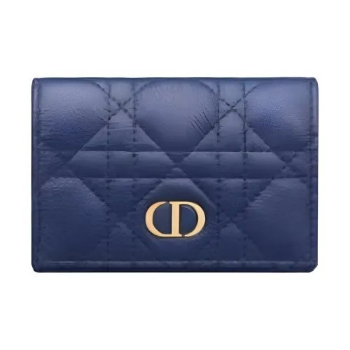 DIOR Caro Мягкий Телячья кожа Кошелек Экстра Маленький Женский Синий