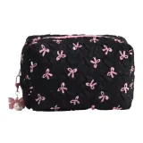 Черно-розовая сумка-подушка с бантом