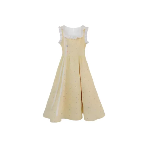 AFGGD Желтые Женские Платья без Рукавов