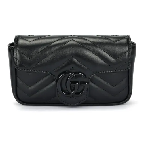 GUCCI GG Marmont Кожа Сумка через плечо Экстра мини Женская Черная