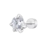 [Single] Белый ромб серьги-гвоздики с пятилезвием Screwback