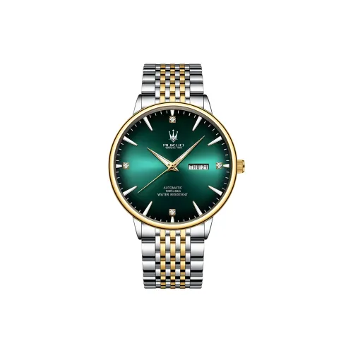 MUKUO Кварцевый механизм ремешок из нержавеющей стали мужские часы зеленый циферблат