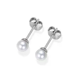 [1 пара] 5 мм Жемчужные Серьги-гвоздики [Медицинский Стандарт Титановый Сплав]