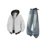 Белый топ + синие штаны