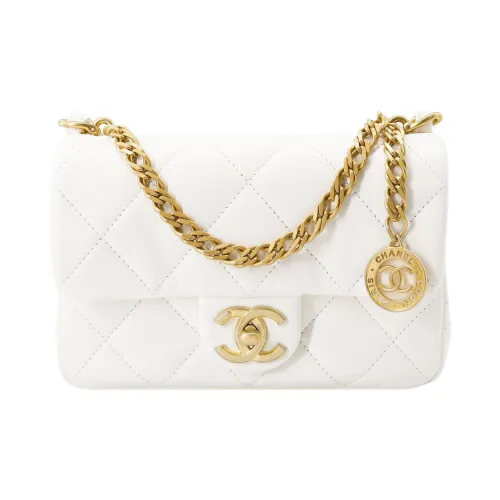 CHANEL Сумка из овечьей кожи с клапаном сумка через плечо мини женская белая