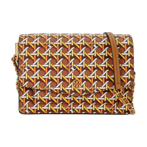 TORY BURCH Robinson Коровья кожа Сумка на плечо Мини Женская Коричневая