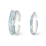 Морской синий текстурированный кольцо [1 пара]