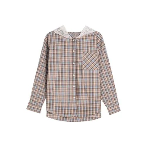 HeartyBite Клетка Кружево Пэчворк Рубашка Женская Рубашка