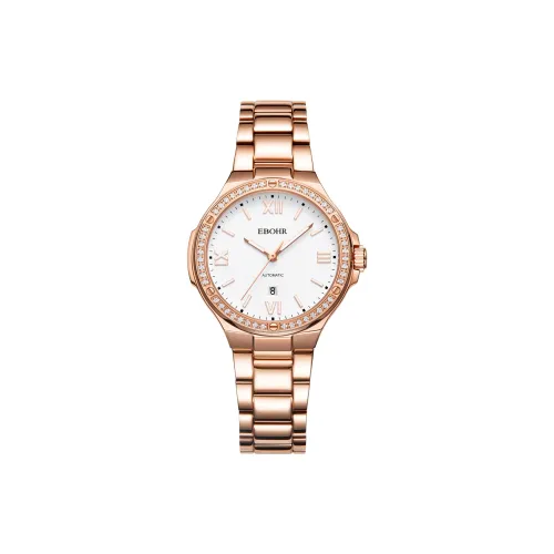 EBOHR Механические часы из нержавеющей стали с ремешком женские часы белый циферблат