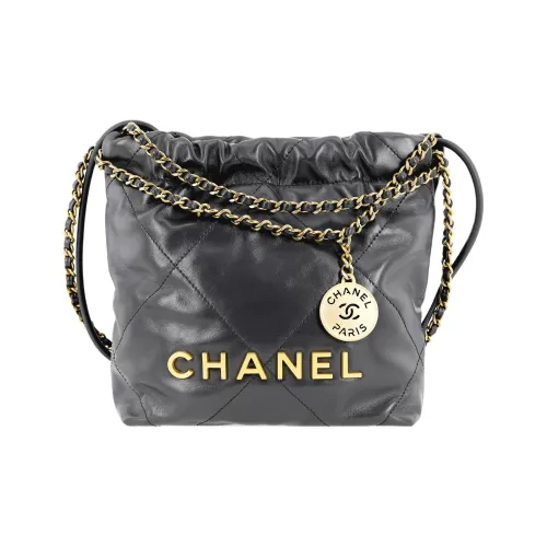 CHANEL 22Bag Яркий Телячья кожа Ведрообразная Сумка Сумка через плечо Мини Женская Серый