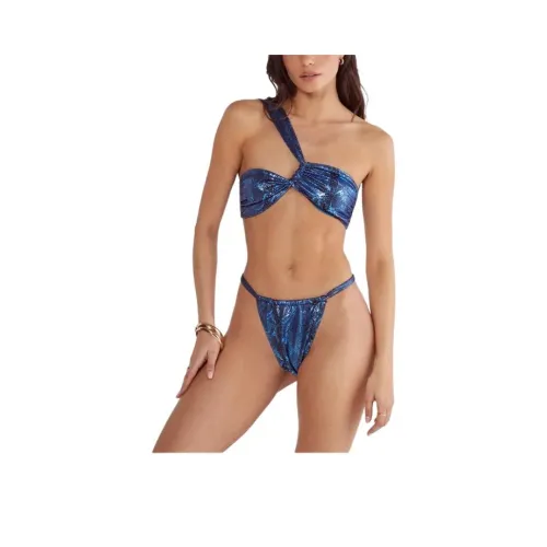 NASTY GAL Snake Metallic Одно Плечо Бикини Комплект Купальный Костюм Женский