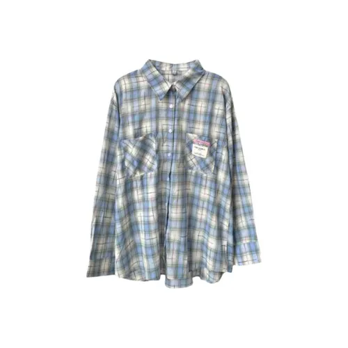 DDXZXIZI Кремово-голубые Женские Рубашки