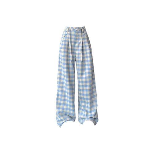 ZYKY Синие Белые Клетчатые Унисекс Повседневные Штаны