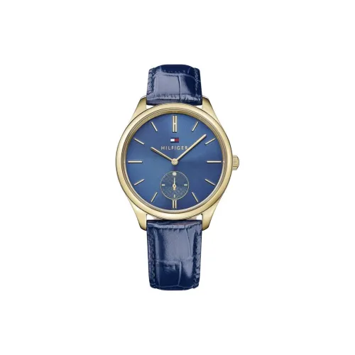 Tommy Hilfiger Women's Watch Кварцевый механизм Кожаный ремешок 38 мм Синий циферблат