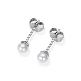 [1 пара] 4 мм Серьги-гвоздики с жемчугом [Медицинский стандарт Титановый сплав]