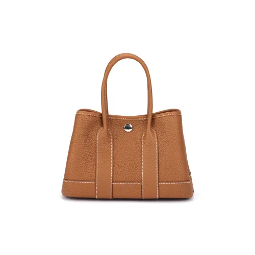 HERMES NEO GARDEN 23 Холст Телячья кожа Садовая сумка Мини Женская 37 Золотисто-коричневый