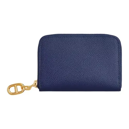 HERMES ZipengoChaine D'Ancre Evercolor Телячья кожа Картхолдер Унисекс 73 BLEU Saphir Сапфирово-синий