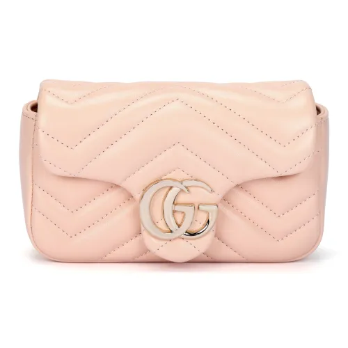 GUCCI GG Marmont Овечья кожа Сумка через плечо Мини Женская Розовая