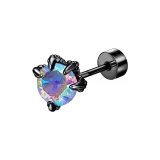 [Один] Черный алмаз серьги-гвоздики с пятилезвием Screwback