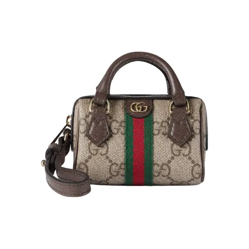 GUCCI Ophidia Soft GG Supreme с кожаными вставками Bag Charm Сумка Merch Женская Коричневая