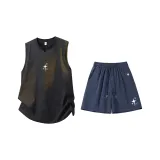 Комплект одежды (Черный топ + Темно-синие штаны)