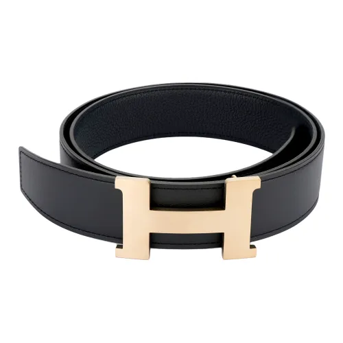HERMES Телячья кожа Кожаные ремни Мужской Черный Ширина 3,8 см