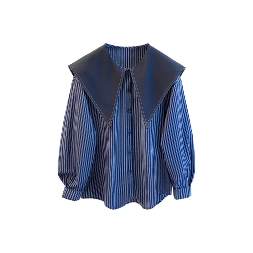 Cypress House Темно-синие рубашки с полосами для женщин
