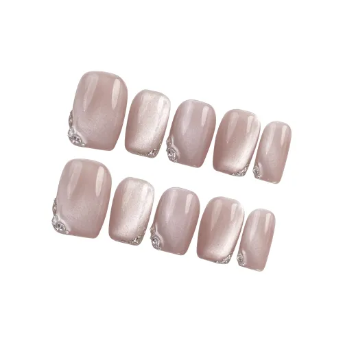 FINGERBOOK Glimmering Shadow Короткий Квадрат Розовый Однотонный Кошачий глаз