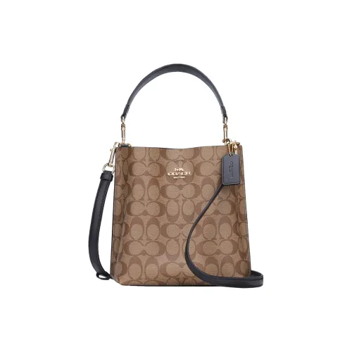 COACH Mollie ICONIC Холст с покрытием и гладкая кожа Сумка на плечо Маленькая Женская Хаки и Черный